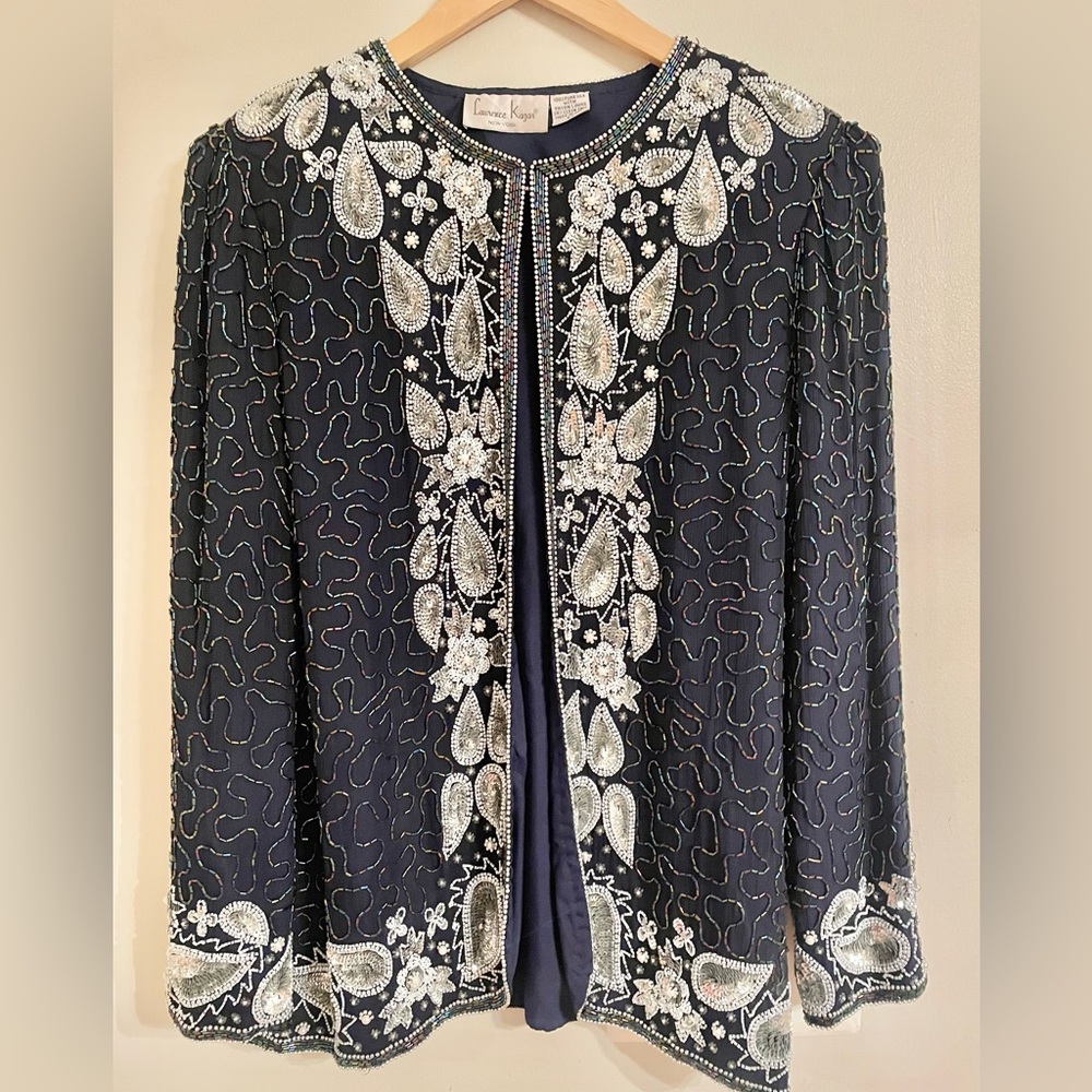 Gorgeous Vintage Laurence Kazar Silk Beaded Sequined Evening Jacket X1 - EUC